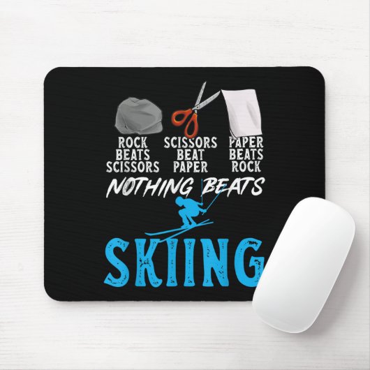 Tapis De Souris Rock Paper Scissors Nothing Beats Skiing _1  (Avec souris)