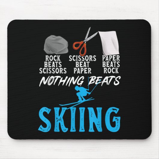 Tapis De Souris Rock Paper Scissors Nothing Beats Skiing _1 (Devant)