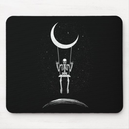 Tapis De Souris Rock Sur Skeleton Moon Rock Et Roll Men Women Rock (Devant)