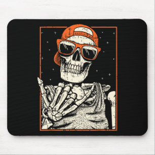 Tapis De Souris Rocker Skeleton Rocher Main Rock Sur Costume Drôle