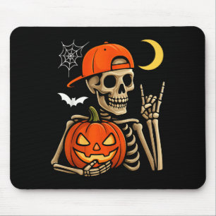 Tapis De Souris Rocker Skeleton Rocher Main Rock Sur Costume Drôle