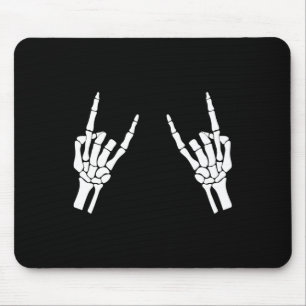 Tapis De Souris Rocker Skeleton Rocher Main Rock Sur Costume Drôle