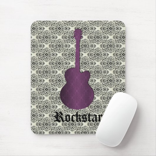 Tapis De Souris Rockstar Damask Guitare Mousepad, Violet (Avec souris)