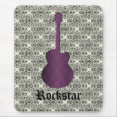 Tapis De Souris Rockstar Damask Guitare Mousepad, Violet (Devant)