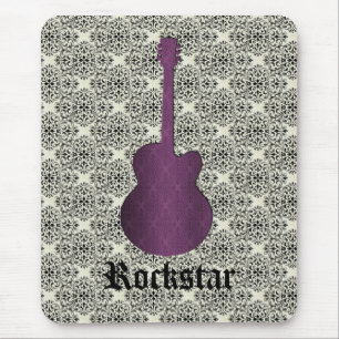 Tapis De Souris Rockstar Damask Guitare Mousepad, Violet
