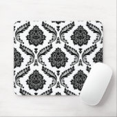 Tapis De Souris Rococo Damask Big Pattern Black on White (Avec souris)