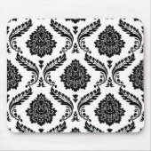Tapis De Souris Rococo Damask Big Pattern Black on White (Devant)