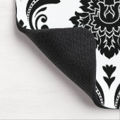 Tapis De Souris Rococo Damask décentré Pattern Noir sur Blanc (Coin)