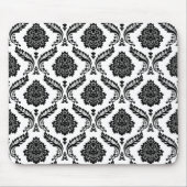 Tapis De Souris Rococo Damask Pattern Black on White (Devant)