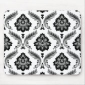 Tapis De Souris Rococo Damask Pattern Grey Black White (Devant)