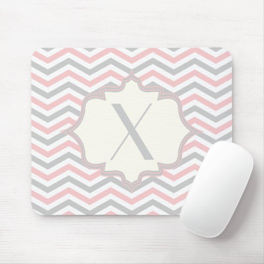 Tapis De Souris Rodern, grey, ivory chevron pattern custom (Avec souris)