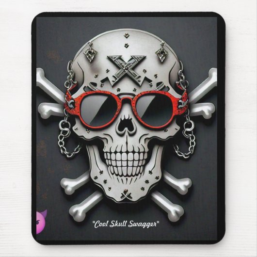 Tapis De Souris "Rokstar Skull Coolness" (Devant)