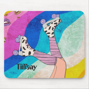 Tapis De Souris Rollerskate Girl Name 1980s Style Mousepad