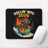 Tapis De Souris Rollin Into 2026 Raccoon Funny Dumpster Fire 2025  (Avec souris)