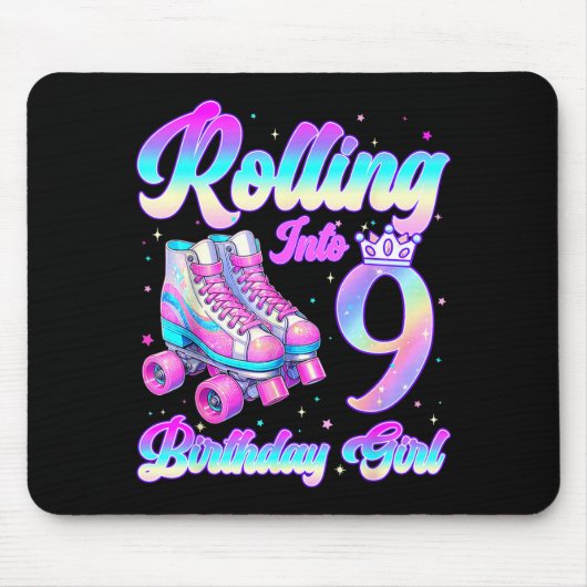 Tapis De Souris Rolling Into 9 Year Old Roller Skating 9th Birthda (Devant)