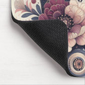 Tapis De Souris Romance foncée Bourgogne Art Déco Floral Été (Coin)