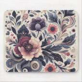 Tapis De Souris Romance foncée Bourgogne Art Déco Floral Été (Devant)