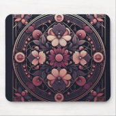 Tapis De Souris Romance foncée Bourgogne Art Déco Floral Été (Devant)