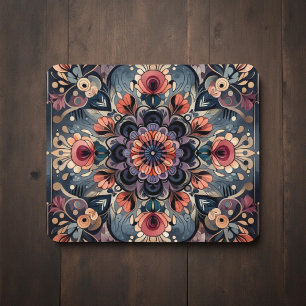 Tapis De Souris Romance foncée Bourgogne Art Déco Floral Été