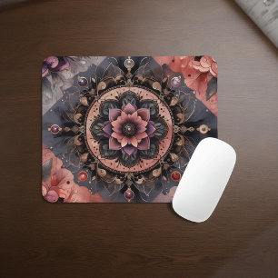 Tapis De Souris Romance Sombre Bourgogne Art Déco Floral Été