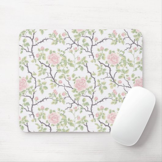 Tapis De Souris Romantic Chic Blush Pink Flowers (Avec souris)