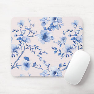 Tapis De Souris Romantique bleu bleu floral
