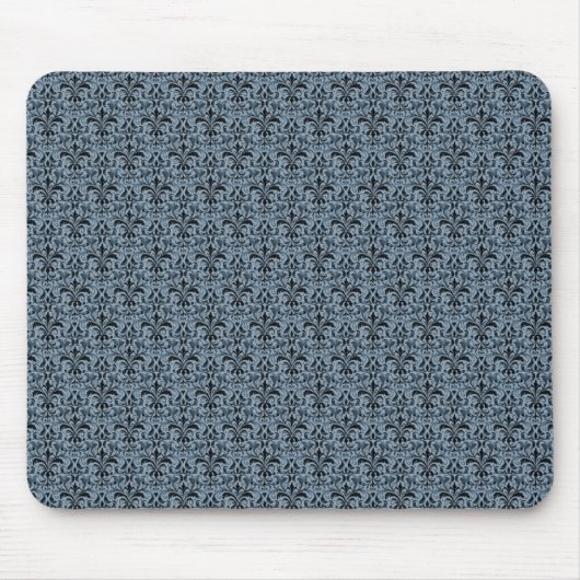Tapis De Souris Romantique Damask Mousepad, Bleu (Devant)