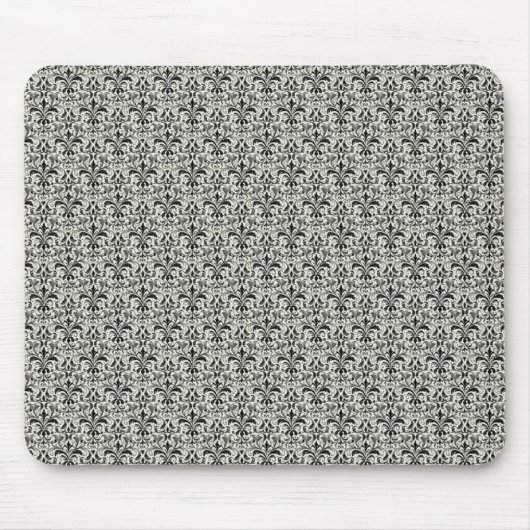 Tapis De Souris Romantique Damask Mousepad, gris (Devant)