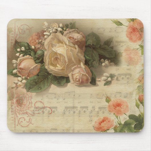 Tapis De Souris Romatique Vintage Floral Mousepad (Devant)