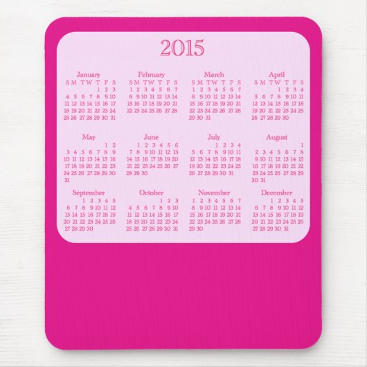 Tapis de souris rose antique de 2015 calendriers (Devant)