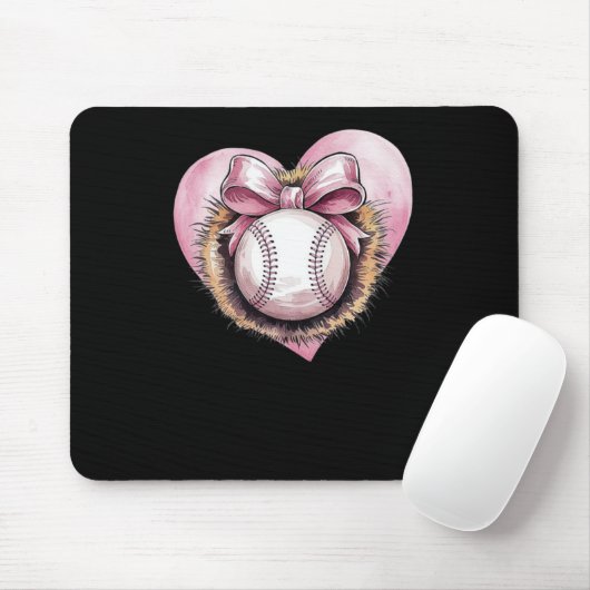 Tapis De Souris Rose Avec Bow Et Coeur - Sote Softball Aesthétique (Avec souris)