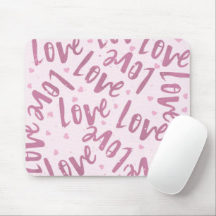 TAPIS DE SOURIS ROSE AVEC LA MAIN DESSINÉE AMOUR RANDOM