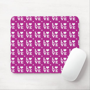 TAPIS DE SOURIS ROSE & BLANC AMOUR AVEC LES COEURS