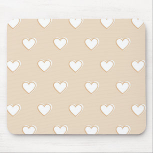 Tapis De Souris Rose blanc Beige mignon Motif de coeur simple