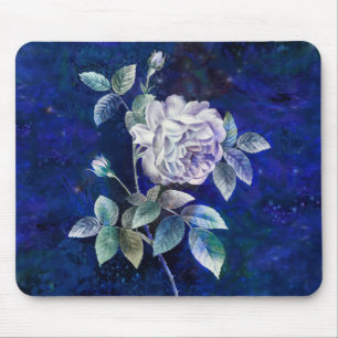Tapis De Souris Rose blanche sur un fond texturé