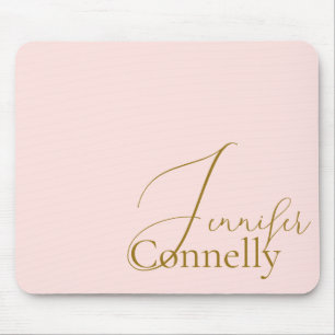Tapis de souris rose blush en Serif script