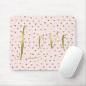 Tapis De Souris Rose Blush Gold Hearts Aimer (Avec souris)