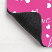 TAPIS DE SOURIS ROSE BRILLANTE AVEC AMOUR DE SCRIPT BLANC (Coin)