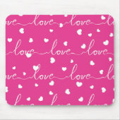 TAPIS DE SOURIS ROSE BRILLANTE AVEC AMOUR DE SCRIPT BLANC (Devant)