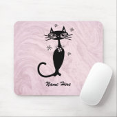 Tapis de souris Rose Chat Noir Atomique Rétro (Avec souris)