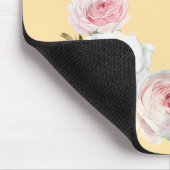 Tapis De Souris Rose Chic Roses Blanches Script Initial Beige (Coin)