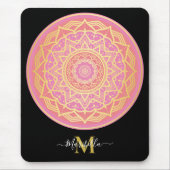 Tapis De Souris Rose clair, rose et or Boho Mandala (Devant)