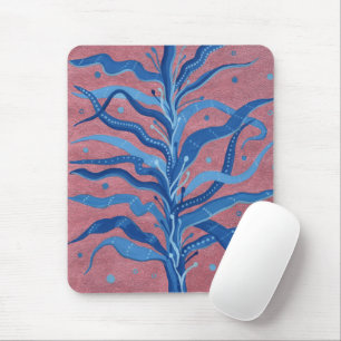 Tapis De Souris Rose d'algues bleues Taupe sous l'eau Absract Flor