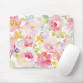 Tapis De Souris Rose d'aquarelle du milieu de l'été | floral (Avec souris)