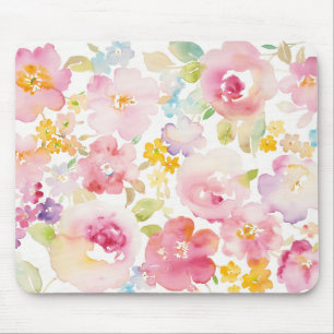 Tapis De Souris Rose d'aquarelle du milieu de l'été   floral