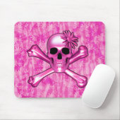 Tapis de souris rose de crâne et de fleur (Avec souris)