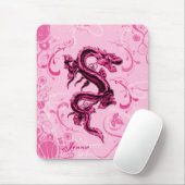 Tapis de souris rose de dragon d'imaginaire (Avec souris)