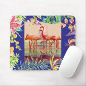 Tapis de souris rose de Flamants roses et de (Avec souris)