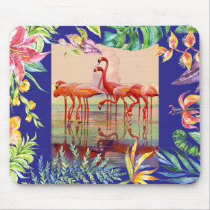 Tapis de souris rose de Flamants roses et de