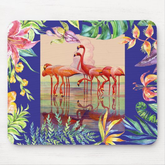 Tapis de souris rose de Flamants roses et de (Devant)